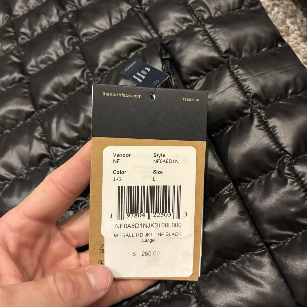 NEW The North Face Thermoball Hooded Jacket Black Men's Large L NFOA8D1N $250